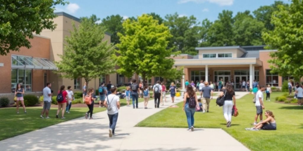 Students enjoying campus life at Central Carolina Community College.