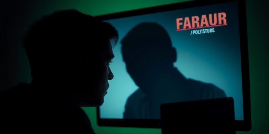 Person fearful of being watched on computer screen.